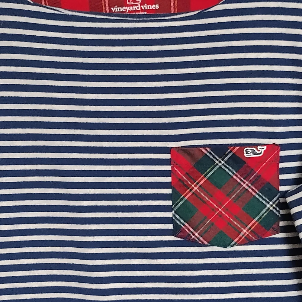 Vineyard Vines Kids Blue and White Striped Long Sleeve Tee Size L - Picture 2 of 4